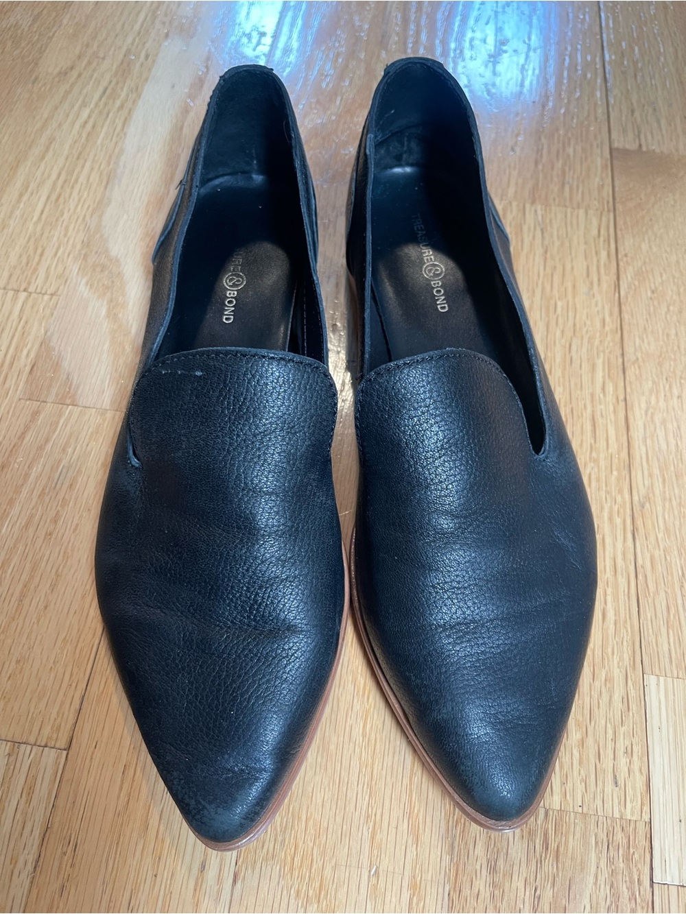 Franco Sarto Black Pointed Slip-On Flats